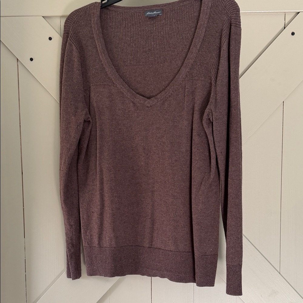 Eddie Bauer Brown Knit Sweater Top